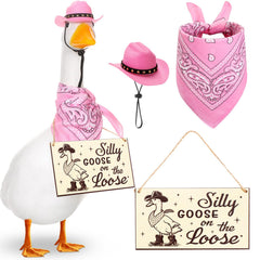 Silicherry front view of dressed goose showing playful western charm