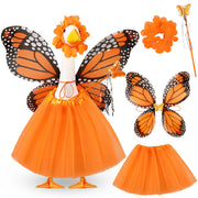 SilTriangle front overview of orange outfit set showing all five pieces, festive curb appeal
