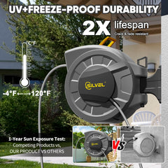 SILVEL swivel bracket mounted at 180° demonstrating wider watering reach