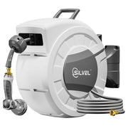 SILVEL front view of wall-mounted reel showing compact design and tidy storage