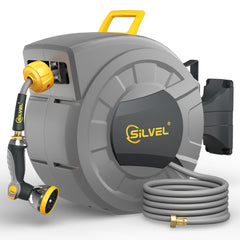 SILVEL retractable reel front view showing compact mounted storage benefit