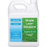 Simple Lawn Solutions front label showing product benefits and coverage