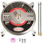 SIMPSON front view of surface cleaner showing wide 16.5-inch coverage and efficiency