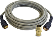 SIMPSON hose front view showing entire 25ft length and M22 fittings for easy hookup
