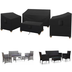 SIRUITON front view of all four covers protecting patio set for lasting outdoor care