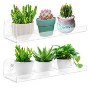 Skewo front view of 2-pack acrylic window shelves showing compact storage benefit