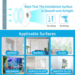 Skewo suction cups and support bracket detail preventing sag and adding stability