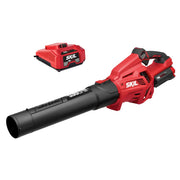 Skil front view of blower showing sleek housing and nozzle, for efficient clearing