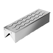 Skyflame front view of smoker box showing durable stainless steel and compact profile