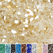 Skyflame gold fire glass front packaging showing weight and color