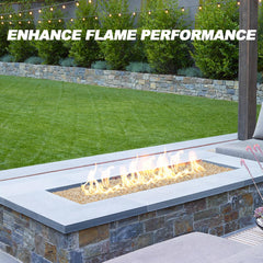 Skyflame installed in a fire pit showing enhanced flame dispersion