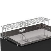 Skyflame warming rack front mounted on griddle showing extra warming space