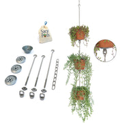 SkyPots front packaging showing all kit parts and included chain for quick setup