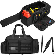 SLINRKE front view of chainsaw case showing zippered closure and durable fabric benefit