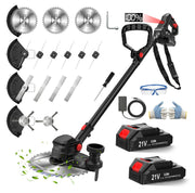 SMILOVII front view of cordless weed wacker showing complete assembled tool and benefits