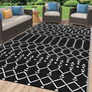 Smiry rug front view showing boho geometric pattern and durable finish