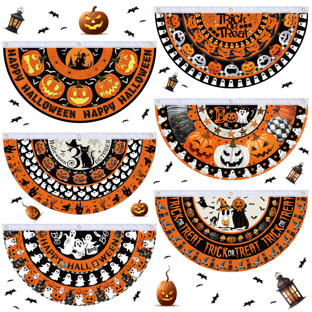 SmoothNovelty front view of six-piece fan bunting set, bright festive look