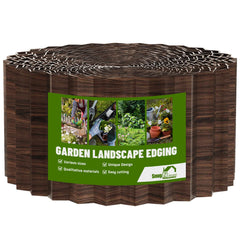 SnugNiture front view of packaged brown metal edging showing full roll benefit