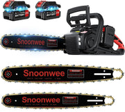 Snoonwee front view with 16-inch bar showing compact design and maneuverability