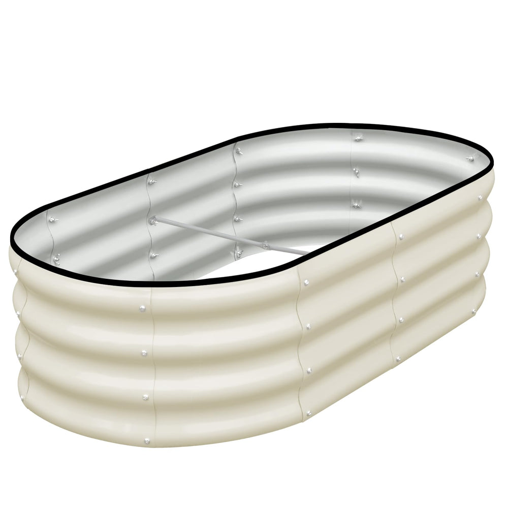 SnugNiture oval raised bed front view showing planter and planting benefit