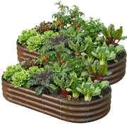 SnugNiture front view of oval raised bed showing sturdy structure and clean lines