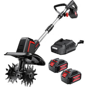 SOARFLY front view showing whole cordless tiller for easy transport