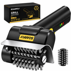 SOARFLY front view showing compact cordless grill brush and ergonomic handle for convenience