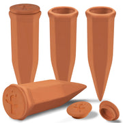 Soilagua front view of 4-pack terracotta spikes showing packaging and contents benefit convenience