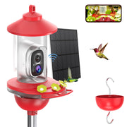 SOLIOM feeder front view showing camera and feeding ports, clear observation benefit