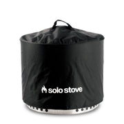 Solo Stove front view of cover protecting fire pit, keeps unit dry