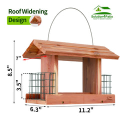 Solution4Patio cedar feeder roof detail highlighting reinforced weatherproofing