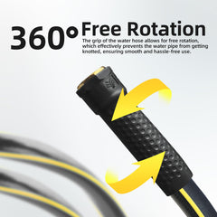 Solution4Patio coiled hose lying flat demonstrating no-kink flexibility benefit