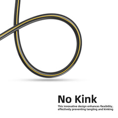 Solution4Patio coiled hose on reel demonstrating flat lie and kink resistance benefit
