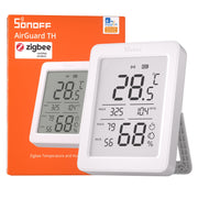 SONOFF AirGuard TH front display showing temperature and humidity, clear at a glance