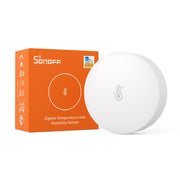 SONOFF SNZB-02P front view showing compact white housing and display benefit