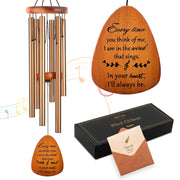 Soopau front view memorial wind chime showing inscription and balanced design for comfort