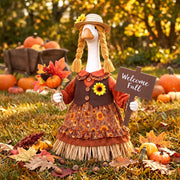 Soulchen front view outfit showing sunflower dress and plaid accents for curb appeal