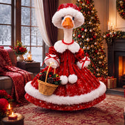 Soulchen front view of dressed porch goose showing festive outfit and curb appeal