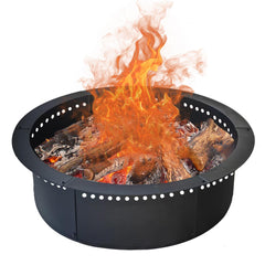 soulmate front view of assembled steel fire pit ring showing sturdy fit and durability