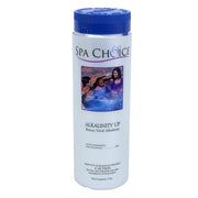 SpaChoice front packaging showing 2-pound alkalinity increaser, clear labeling for quick identification