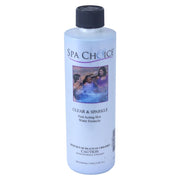 SpaChoice clarifier front label showing product identity and quick use benefit