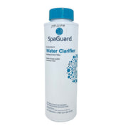 SpaGuard bottle front label showing clarifier product and easy identification benefit