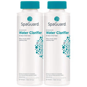 SpaGuard clarifier front packaging showing label and two pint bottles for clear treatment