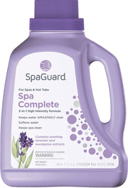 SpaGuard front bottle showing label and 70 oz size, improving spa water feel