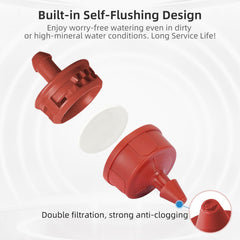 Spalolen emitter inserted in 1/4-inch tubing illustrating quick installation benefit