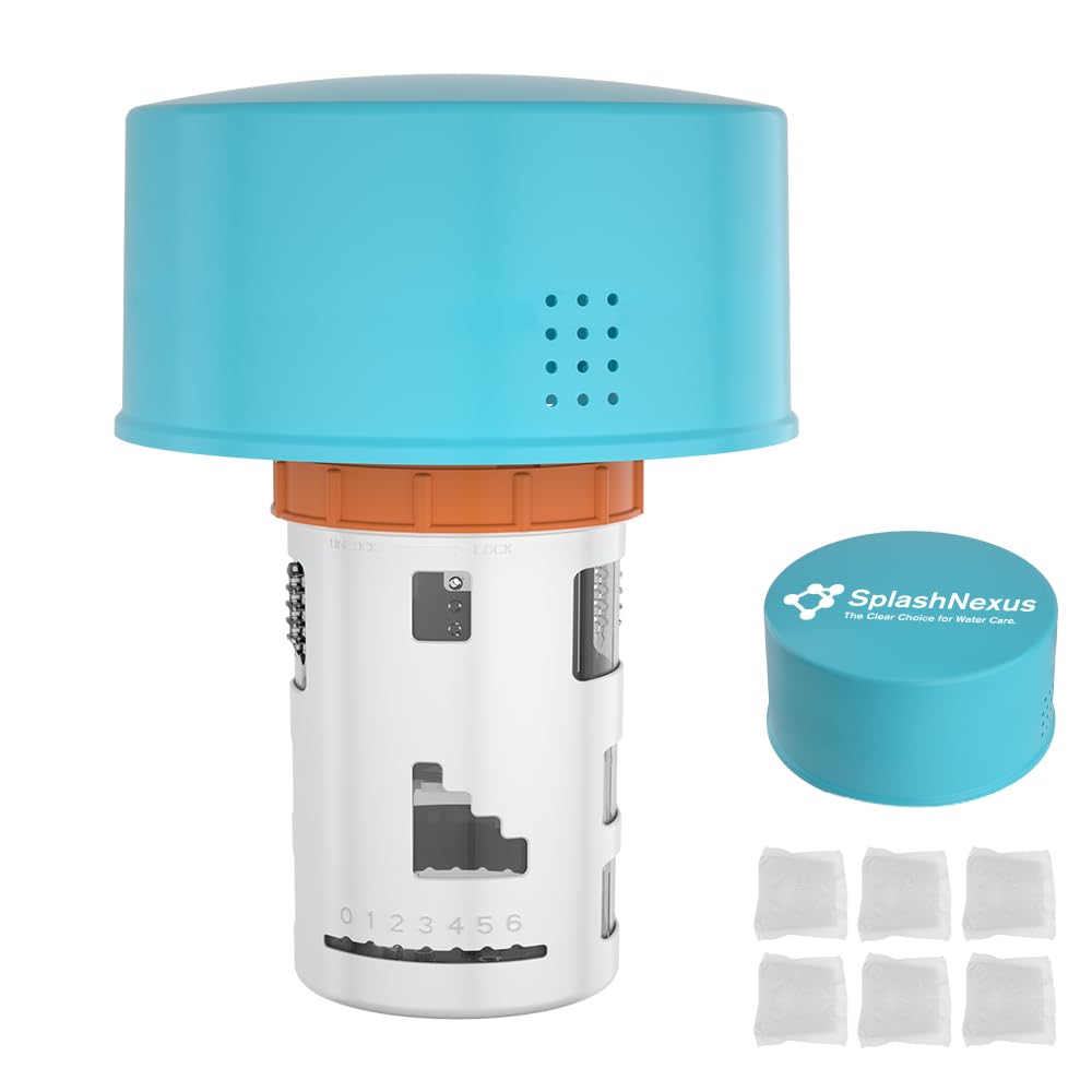 SplashNexus floater front view showing adjustable vents and buoyancy, improves dosing control