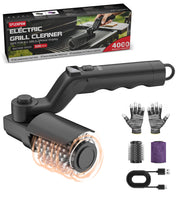 SPLENPAW front view of cordless electric grill brush showing ergonomic grip and controls for easy use