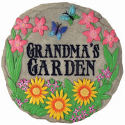 Spoontiques Grandma’s Garden stepping stone front view showing colorful design and welcome charm