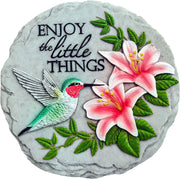 Spoontiques hummingbird stepping stone front view adds color to pathways