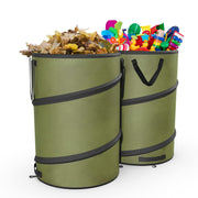 Sprinia front view of two green pop-up bags showing capacity and branding benefit
